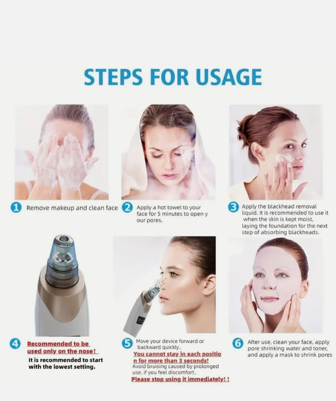 Electric Blackhead Remover Pore Vacuum Acne Cleaner Facial Skin Care USB LED